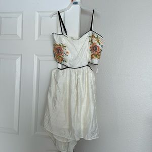 Bohme cream embroidered mini dress